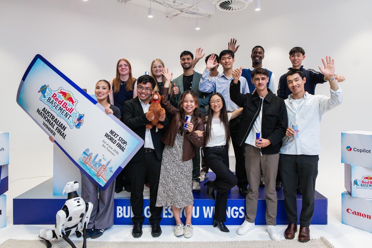 BioScent team celebrating at the Red Bull Basement Australia National Final