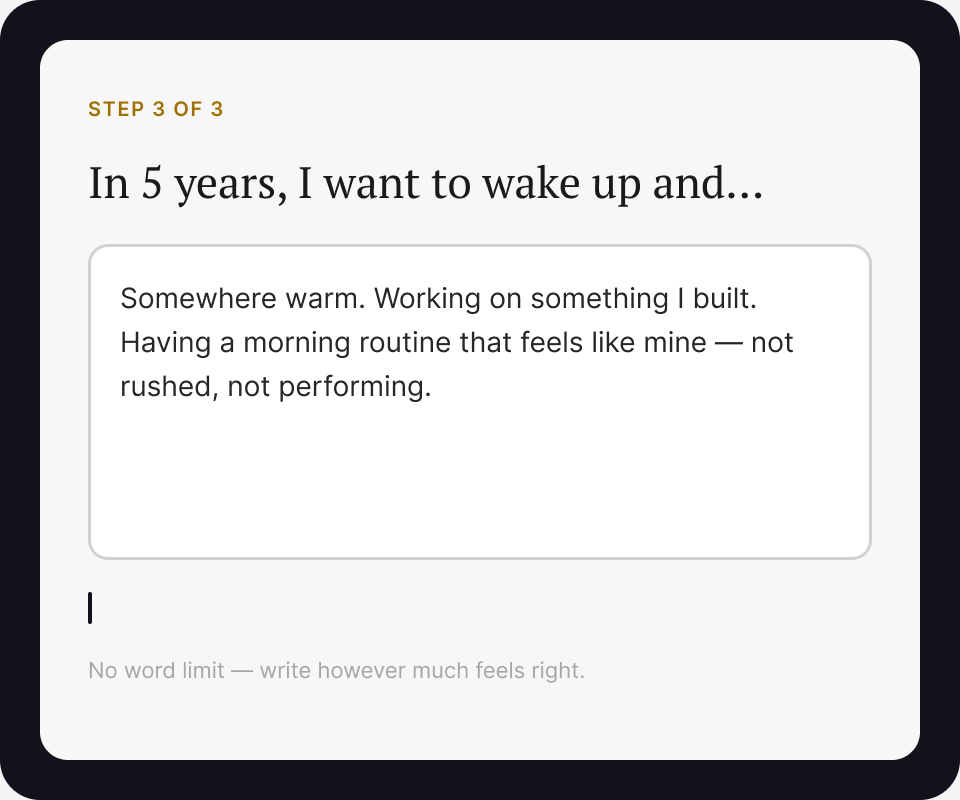 Open-ended input type — free text prompt
